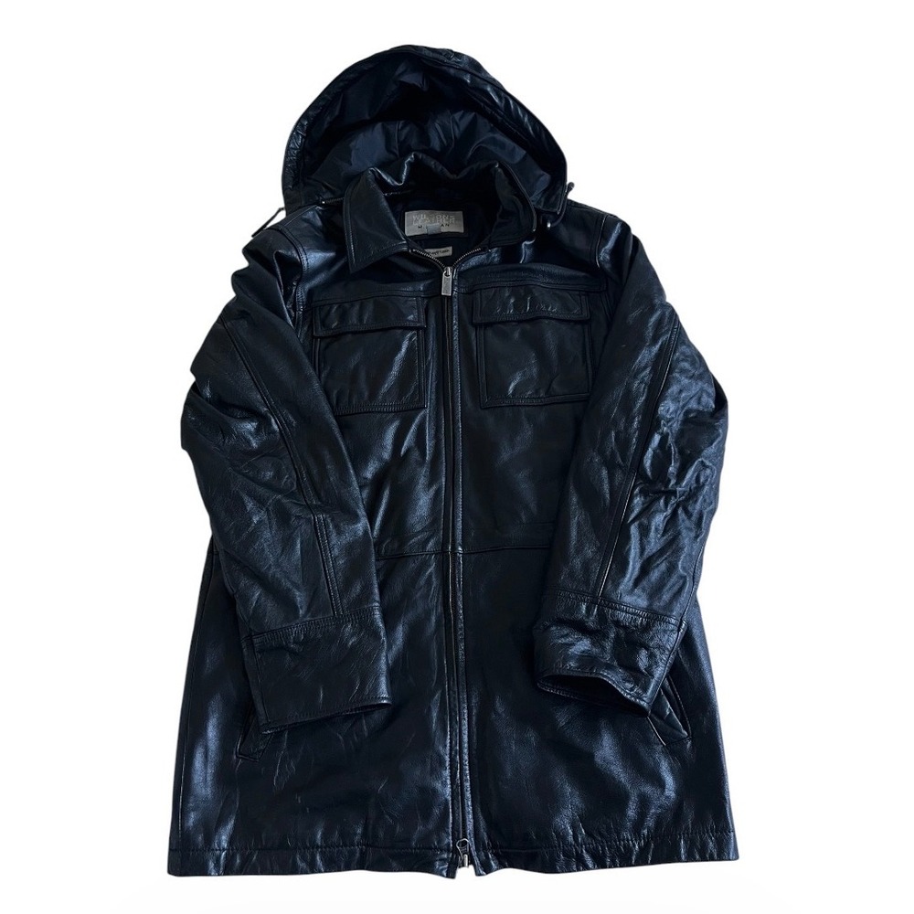 Wilsons Leather Men's Small Hooded Jacket Black Zip Thinsulate Lined M. Julian